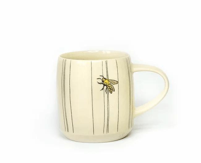 Porcelain Bee Mug w/ stripes by artist Andrea Vuletin