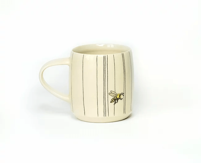Porcelain Bee Mug w/ stripes by artist Andrea Vuletin
